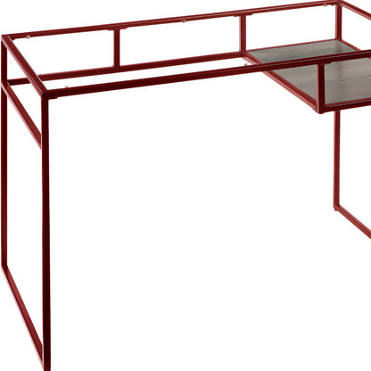 48" Clear and Red Glass Writing Desk