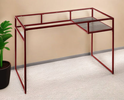 48" Clear and Red Glass Writing Desk