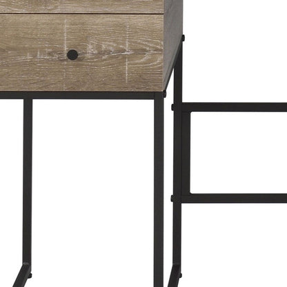 47" Brown and Black Writing Desk With Four Drawers