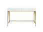 50" White and Gold Writing Desk With Two Drawers