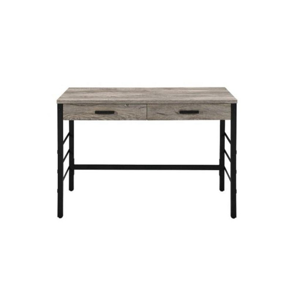 42" Brown and Black Writing Desk With Two Drawers