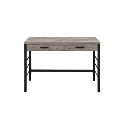 42" Brown and Black Writing Desk With Two Drawers