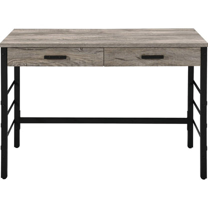 42" Brown and Black Writing Desk With Two Drawers