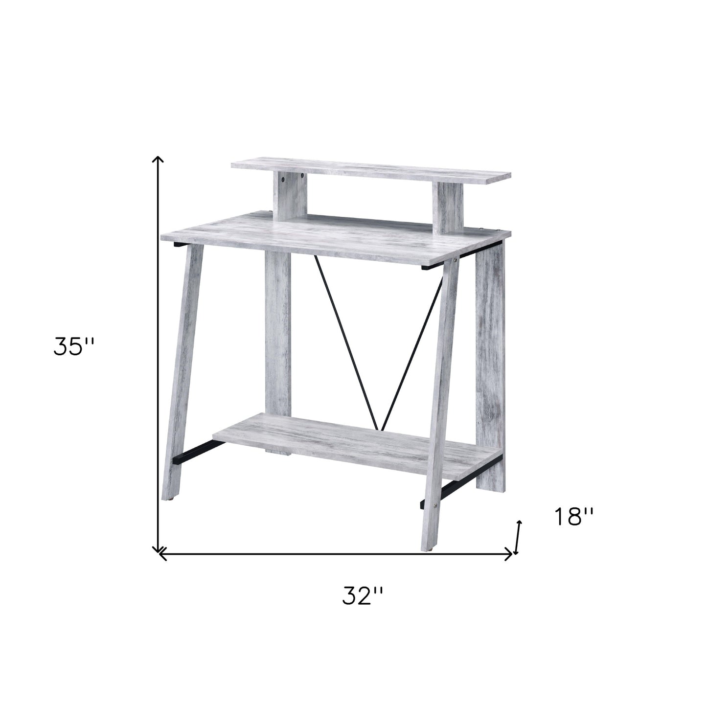 32" Antiqued White Writing Desk
