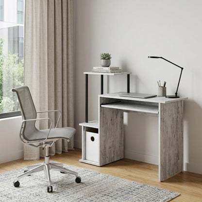 37" Antiqued White Computer Desk