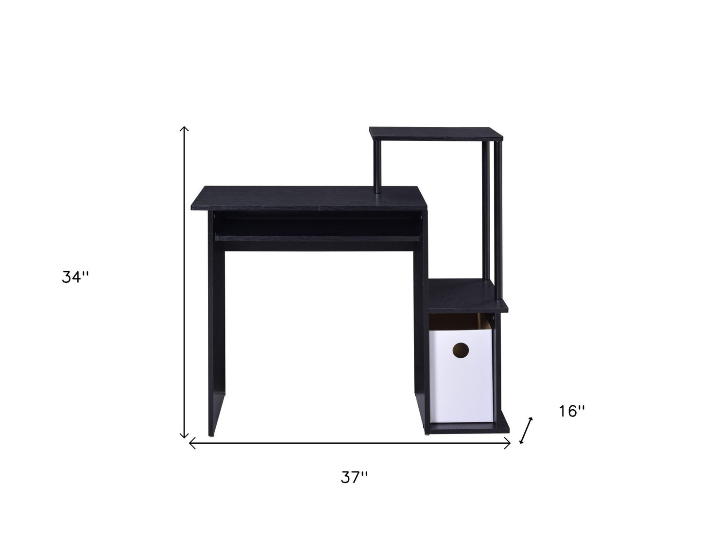 37" Black Computer Desk