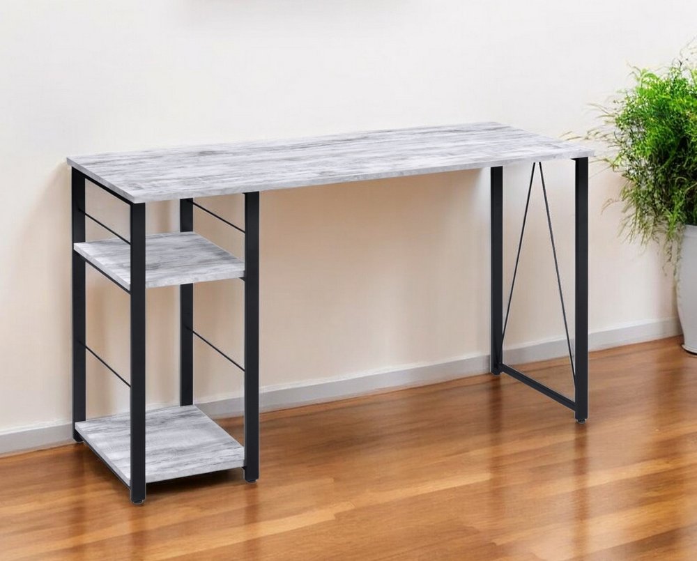 47" Antiqued White and Black Writing Desk