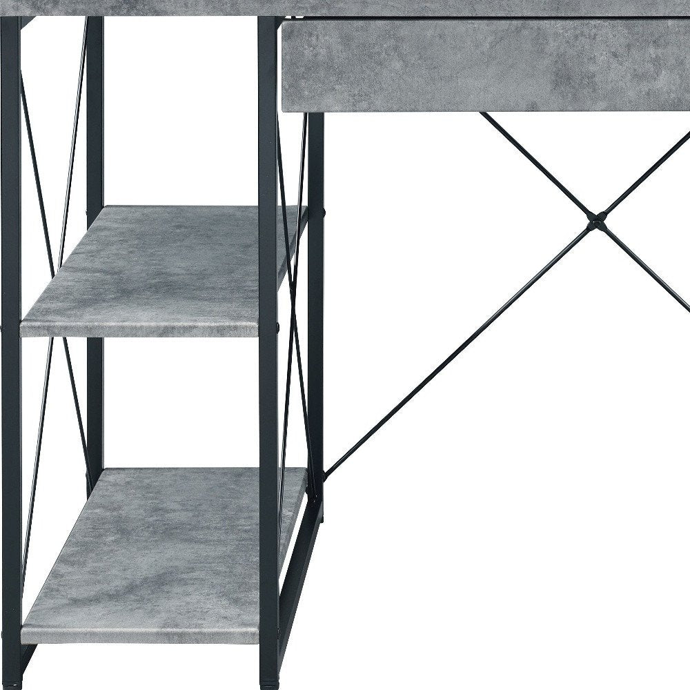 47" Gray and Black Computer Desk