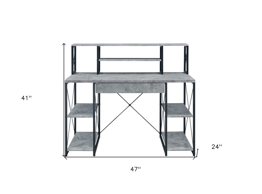 47" Gray and Black Computer Desk