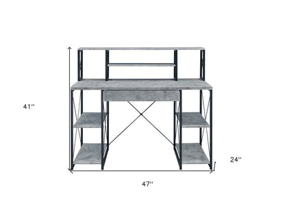 47" Gray and Black Computer Desk