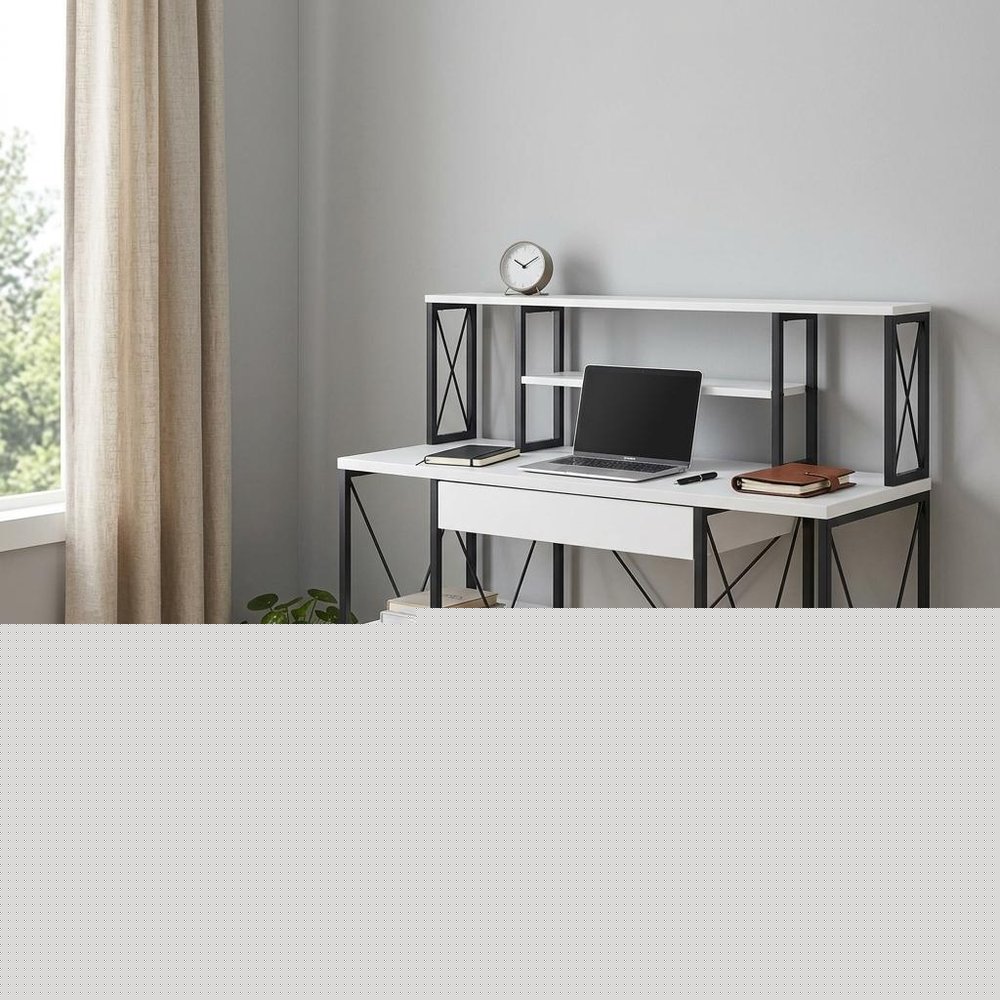 47" White and Black Computer Desk