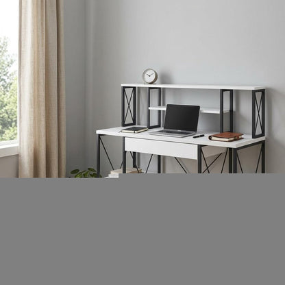47" White and Black Computer Desk