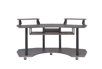 71" Dark Gray and Black Music Recording Studio Desk