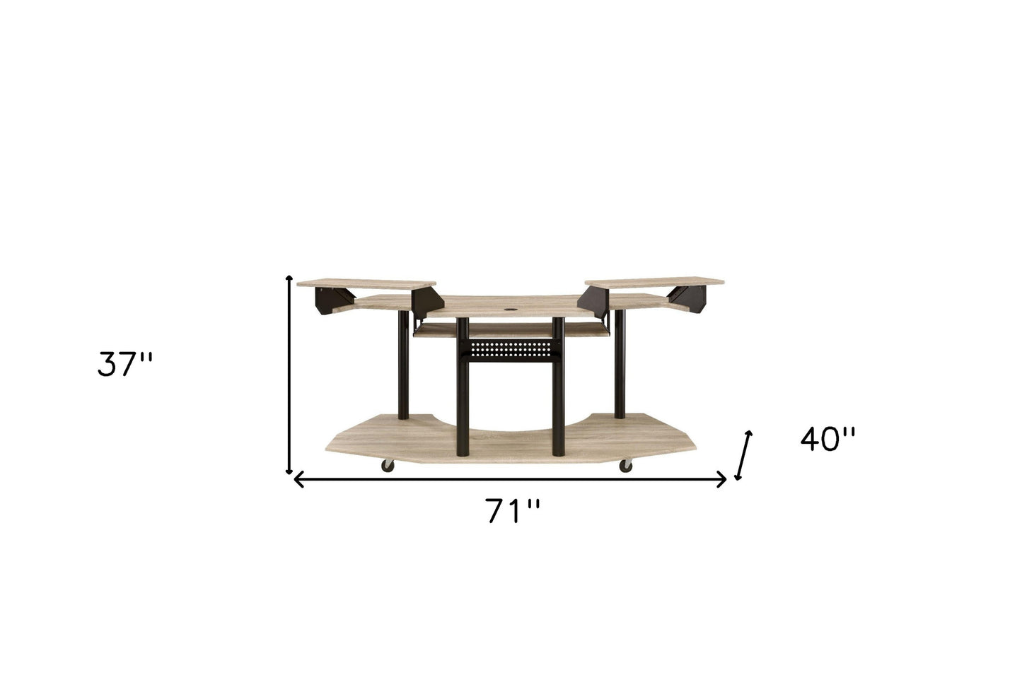 71" Natural and Black Music Recording Studio Desk