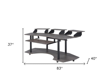 83" Black Music Recording Studio Desk