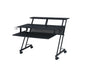 47" Black Wood and Metal Rolling Computer Desk