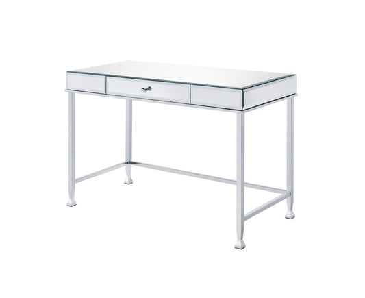 42" Clear and Silver Mirrored Writing Desk