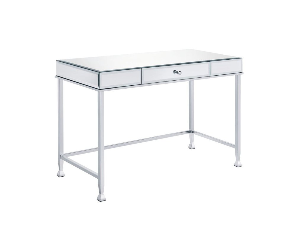 42" Clear and Silver Mirrored Writing Desk