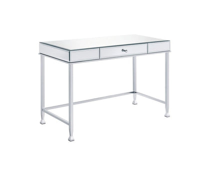 42" Clear and Silver Mirrored Writing Desk