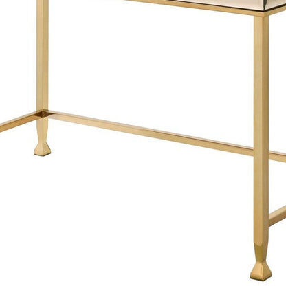 42" White and Gold Mirrored Writing Desk
