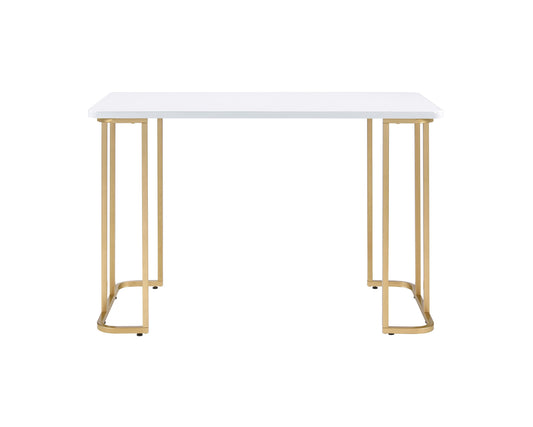 48" White and Gold Writing Desk