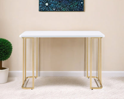 48" White and Gold Writing Desk