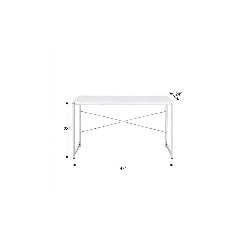 47" White and Silver Writing Desk