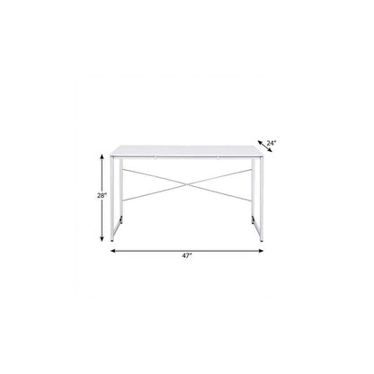 47" White and Silver Writing Desk