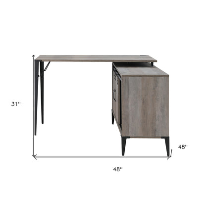 48" Gray and Black L Shape Writing Desk