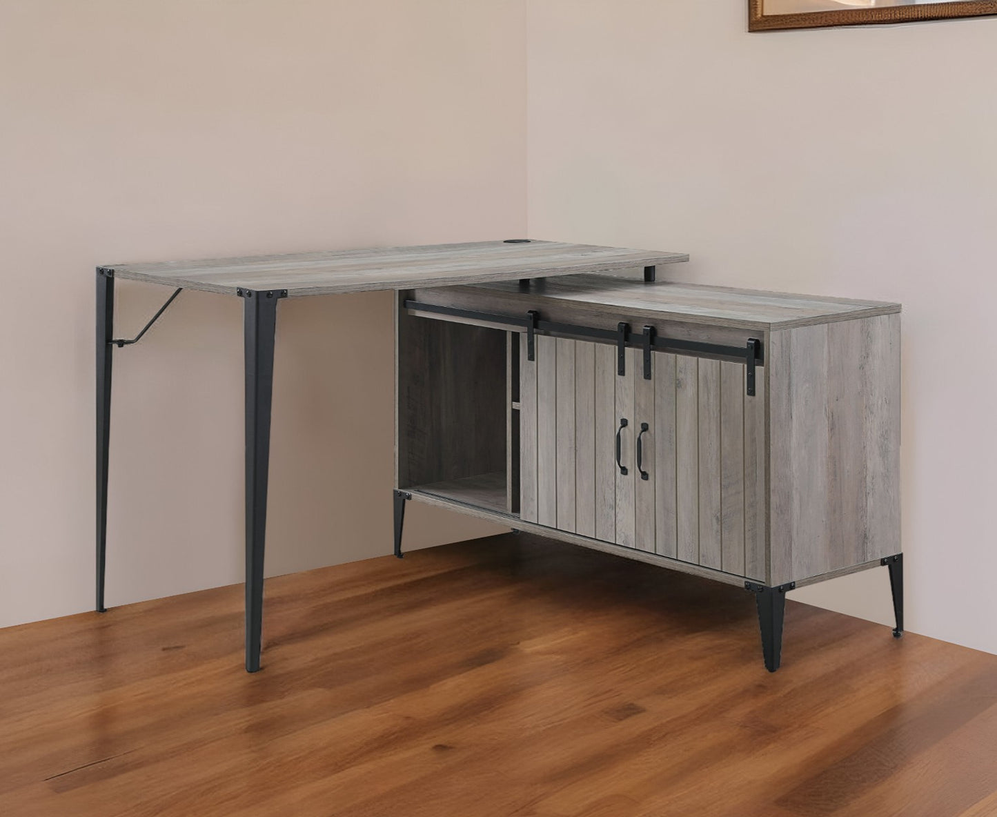 48" Gray and Black L Shape Writing Desk