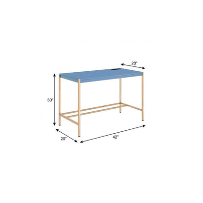 42" Navy Blue and Gold Writing Desk