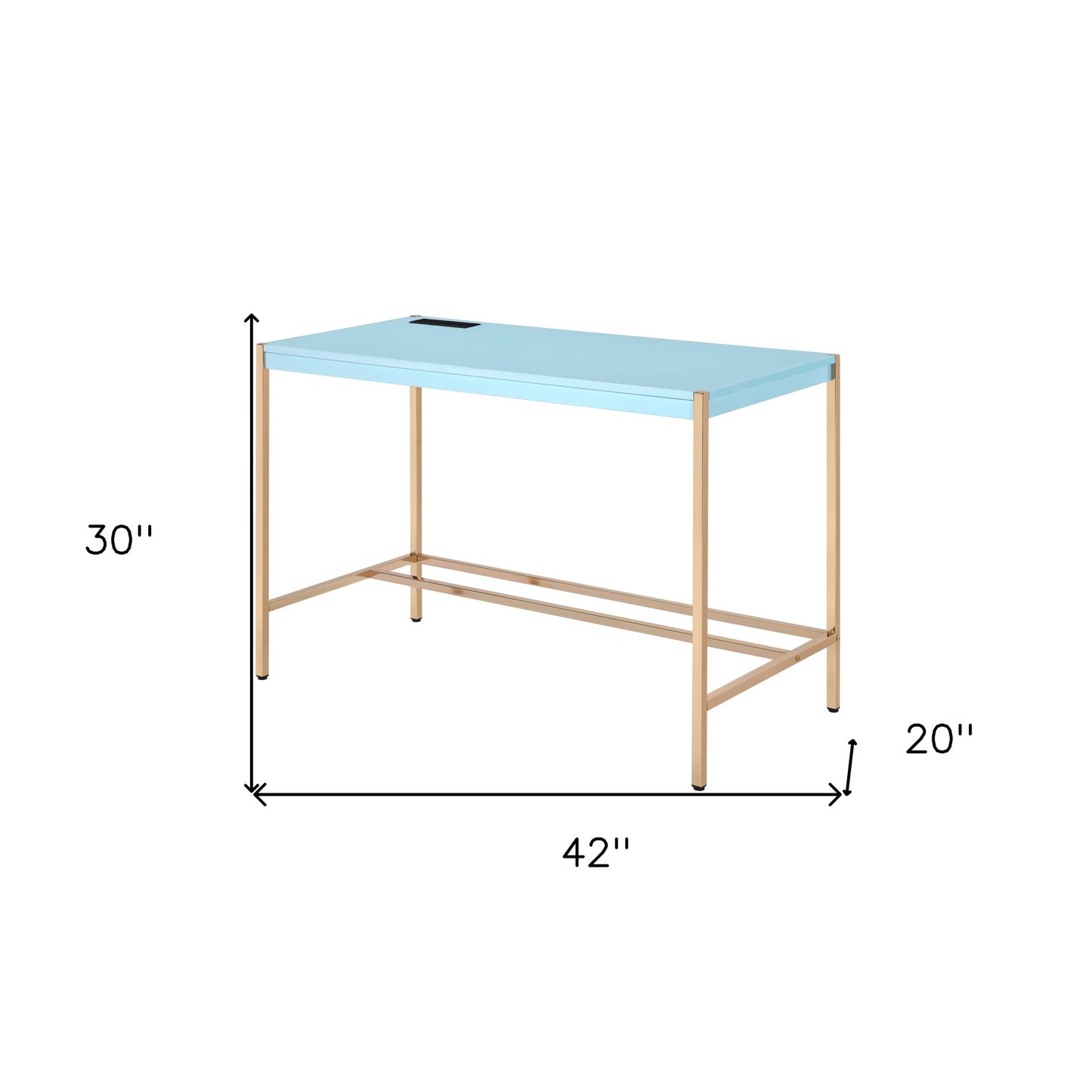 42" Baby Blue and Gold Writing Desk