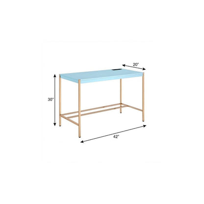42" Baby Blue and Gold Writing Desk