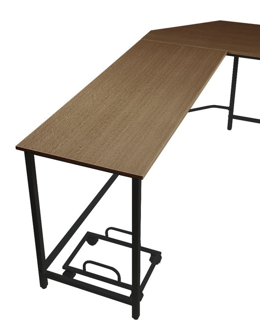 66" Brown and Black L Shape Computer Desk