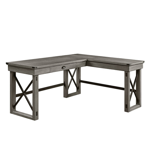 67" Gray L Shape Writing Desk