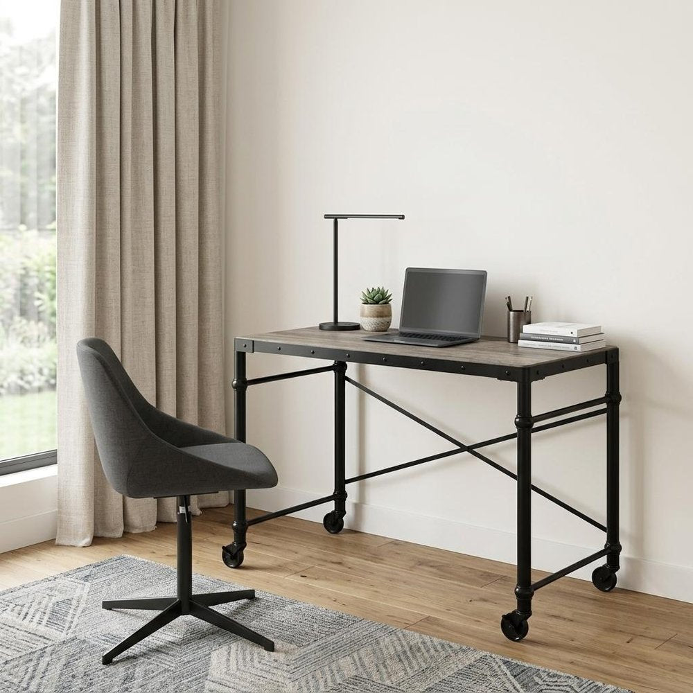 47" Brown and Black Writing Desk