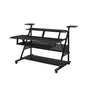 67" Black Wood and Metal Rolling Computer Desk