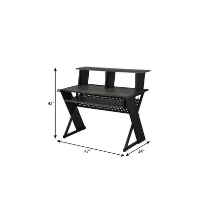 47" Black Wood and Metal Computer Desk