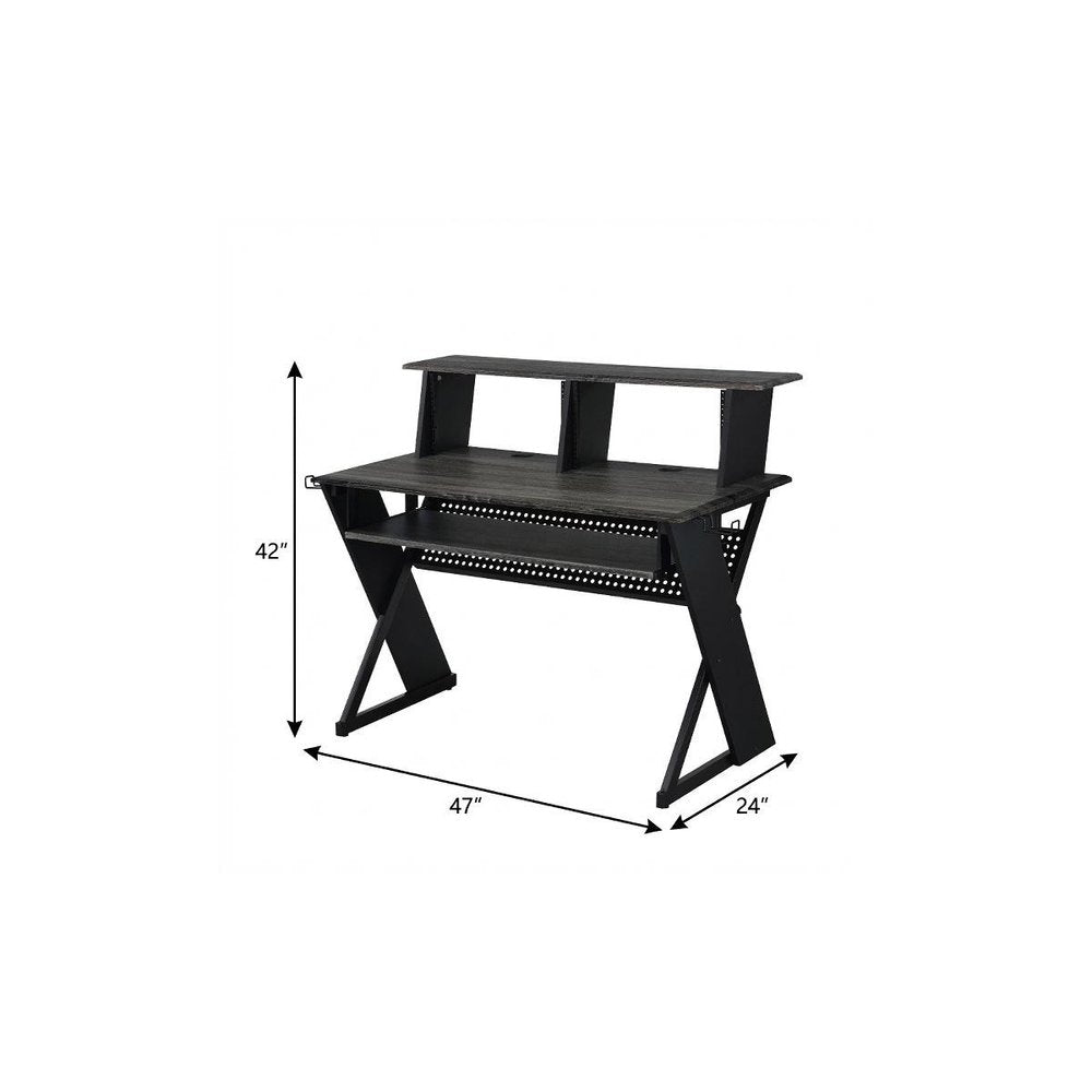 47" Black Wood and Metal Computer Desk