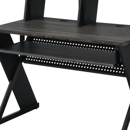 47" Black Wood and Metal Computer Desk