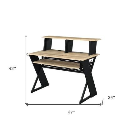 47" Natural and Black Music Desk