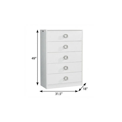 32" White Wood Six Drawer Dresser