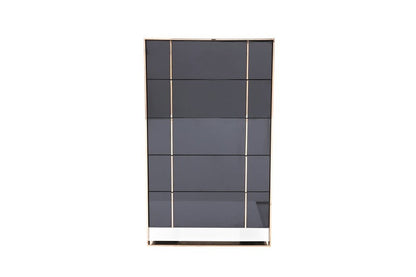 33" Black And Gold Wood Five Drawer Dresser