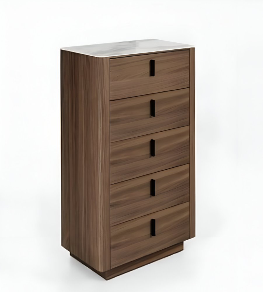 28" Brown Wood Five Drawer Dresser