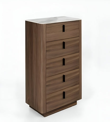 28" Brown Wood Five Drawer Dresser