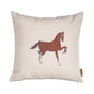 18" X 18" Beige Horse Animal Print Zippered Handmade Polyester Throw Pillow With Embroidery