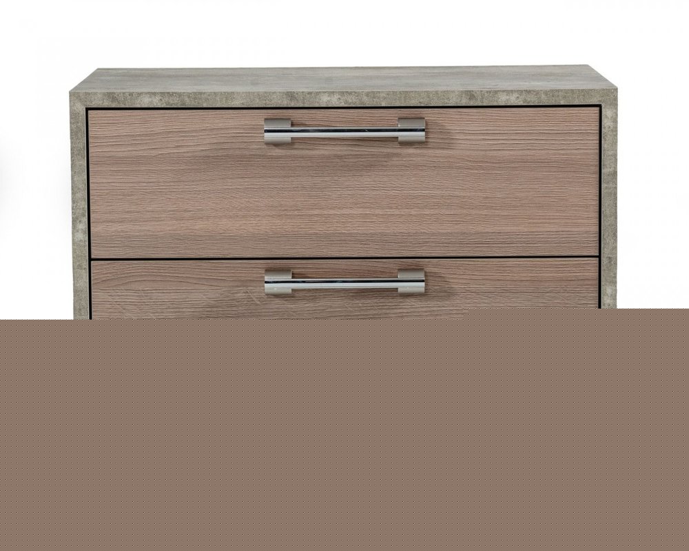 20" Brown And Gray Solid and Manufactured Wood Two Drawer Nightstand