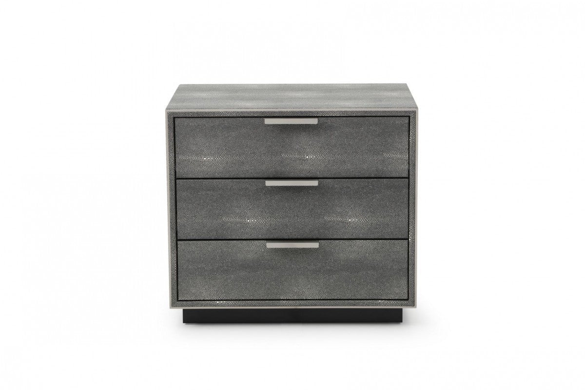 22" Gray Shagreen Three Drawer Nightstand