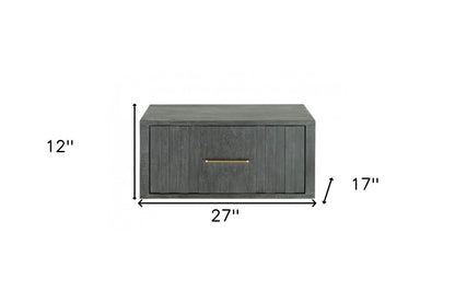 12" Gray Solid and Manufactured Wood One Drawer Nightstand