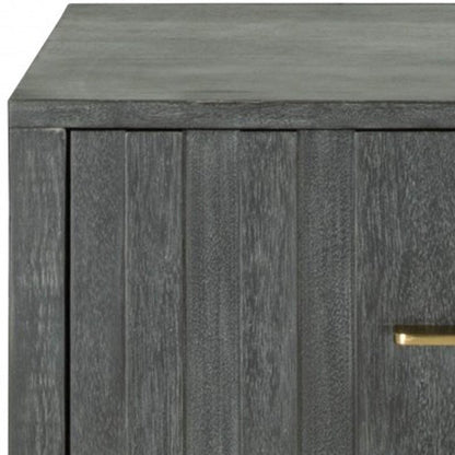 12" Gray Solid and Manufactured Wood One Drawer Nightstand